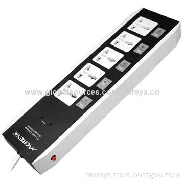 Universal Standard Power Strip, High Quality, 100% Copper, 5 Individual Switches, 2,500W Max Power